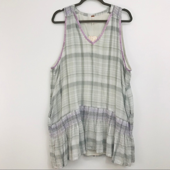 Free People 100% Cotton Run with Me Plaid Mini Dress Size S - Picture 3 of 8